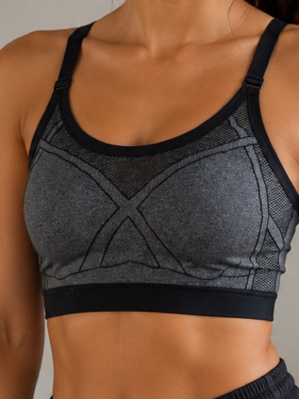 Athletic Works Grey Patterned Seamless Sports Bra